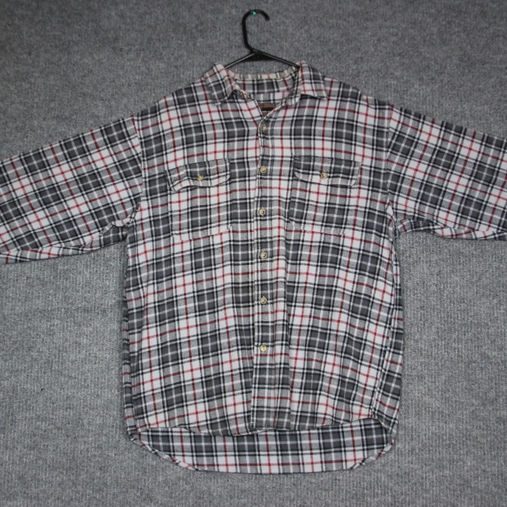 Moose Creek Mens L Heavy Flannel Shirt Long Sleeve 100% Cotton Button Up Pockets